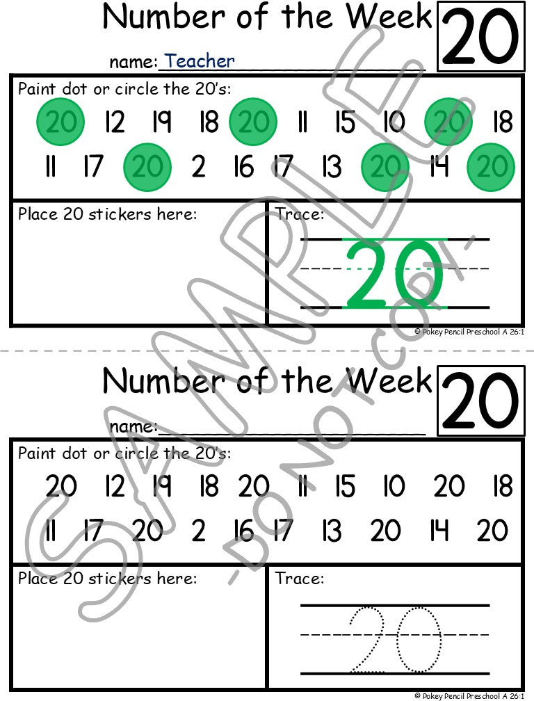 FREE Calendar A Week 26 - One full week of Preschool for free!