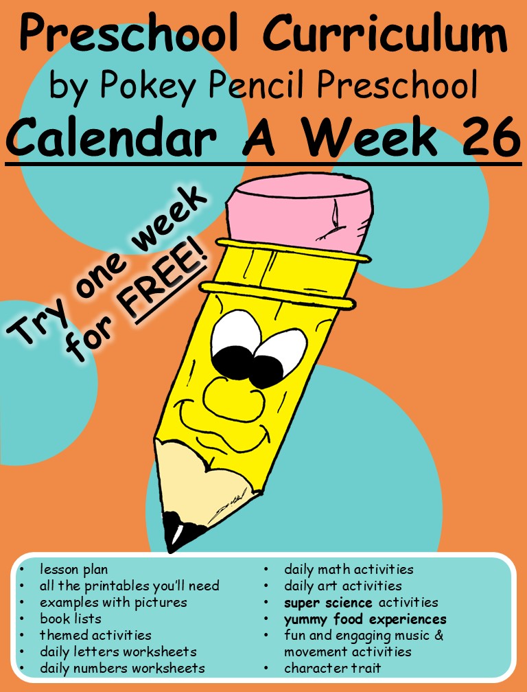 FREE Calendar A Week 26 - One full week of Preschool for free!