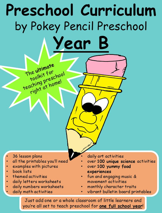 Preschool Lesson Plans and Activities for a full 9 month school year - Year B